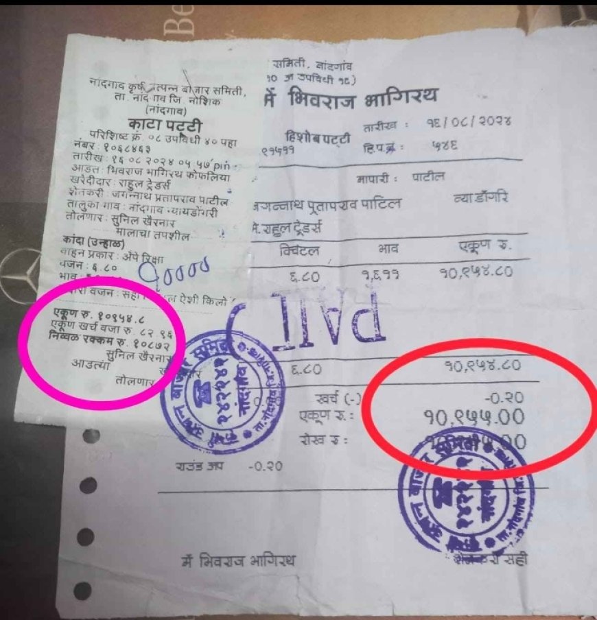 कृषी उत्पन्न बाजार समिती मध्ये कांदा उत्पादक शेतकऱ्यांची लुट ?