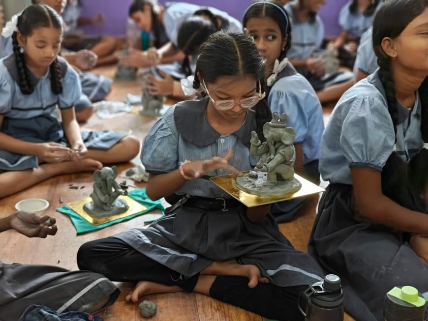 नमुंमपा शालेय विद्यार्थ्यांनी विशेष कार्यशाळेत साकारल्या पर्यावरणपूरक गणेशमूर्ती