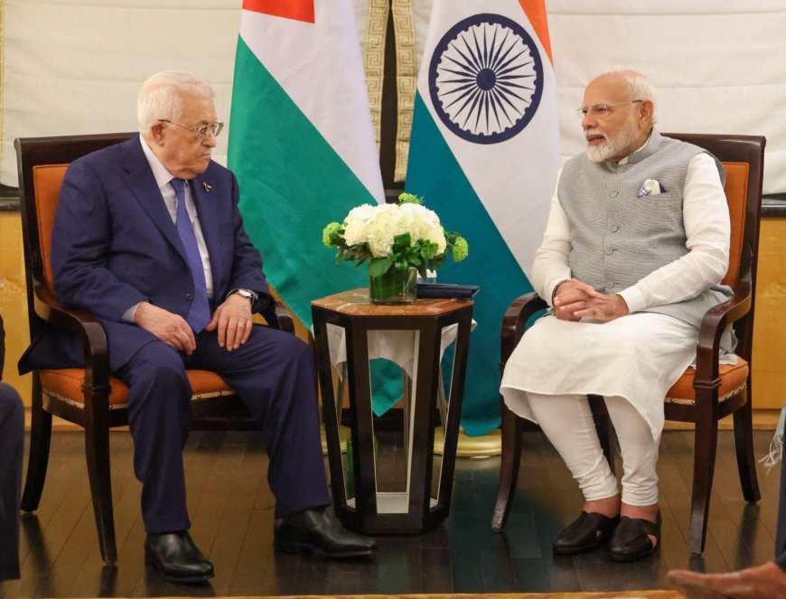 India's Prime Minister Modi and Palestine's President Mahmoud Abbas meet in New York
